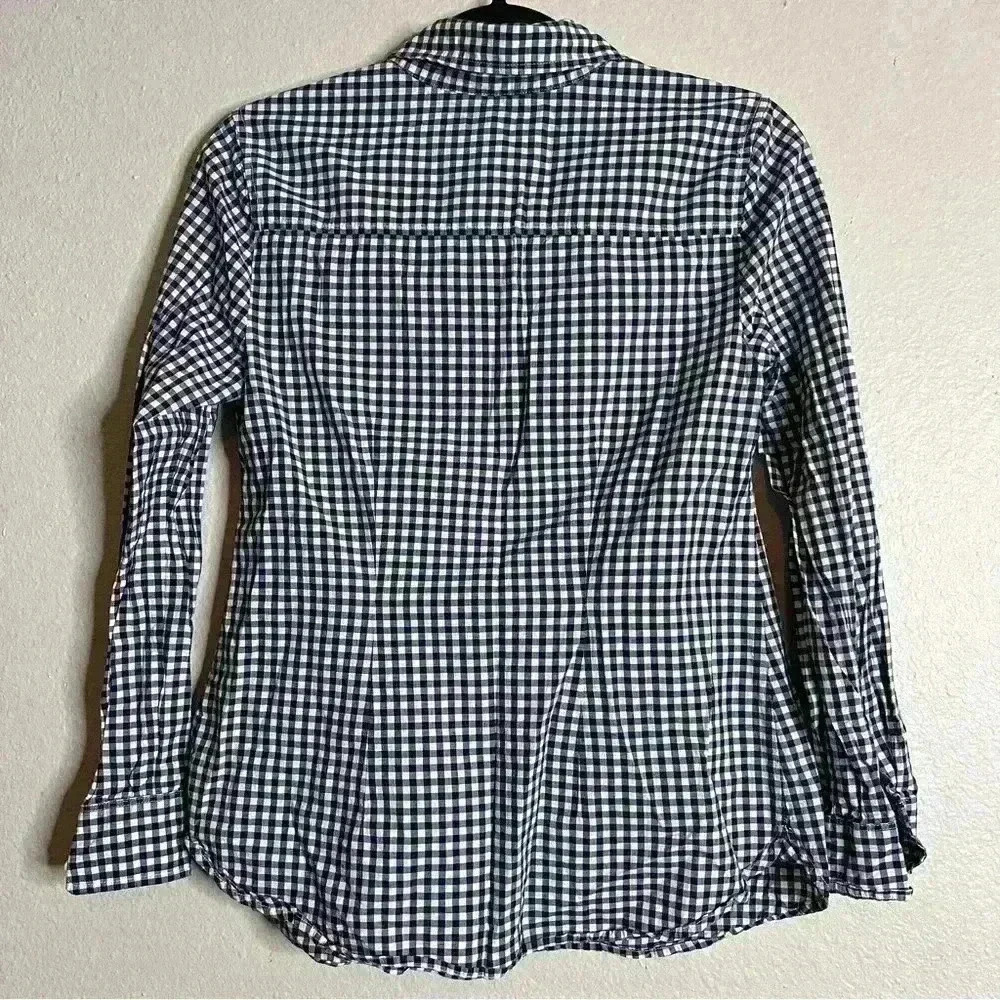 Gap Maternity Fitted Boyfriend Oxford Shirt XS Blue White Checked Gingham 212K - Picture 2 of 3
